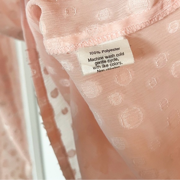 J Crew Womens Pullover Sheer Blouse Size Small Light Pink Tie Front Polka Dot - Picture 4 of 4